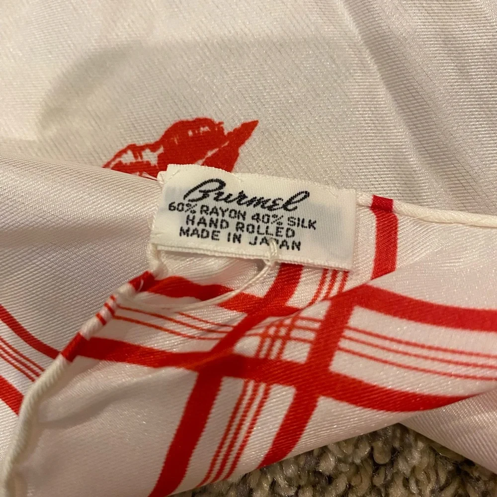 Heart & Lip Print Square Scarf - Red on Ivory - Picture 9 of 9